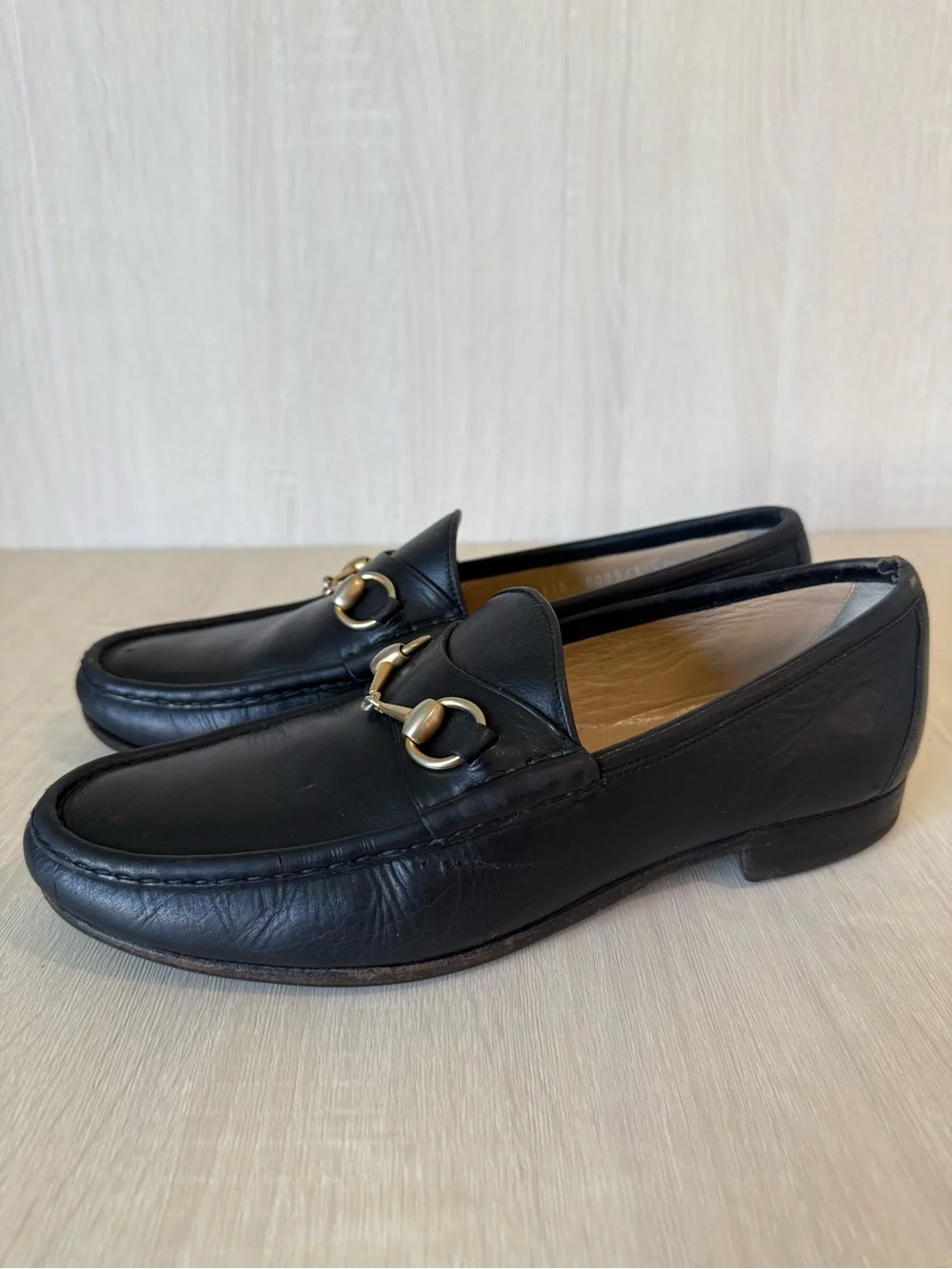 Gucci Men’s Black Leather Horsebit Loafers Size 42.5 D Made in Italy